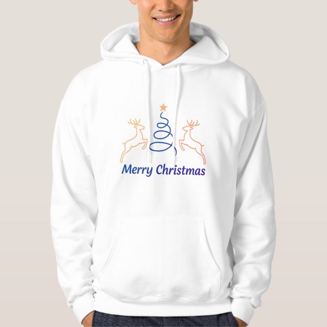 Merry Christmas Reindeer Pullover Hoodie | Freefit (Framsida)