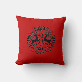 Merry Christmas Reindeer, Red Black Kudde