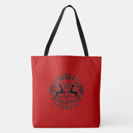 Merry Christmas Reindeer, Red Black Tygkasse