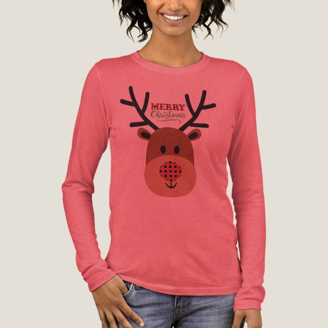 Merry Christmas Reindeer T Shirt (Framsida)