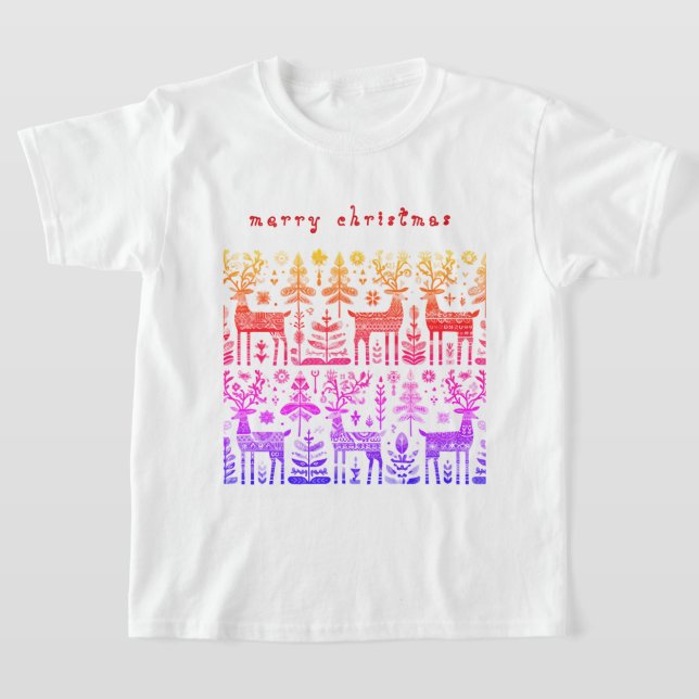 Merry Christmas Reindeer T-Shirt (Laydown)