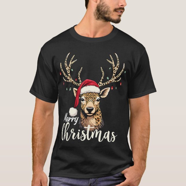 Merry Christmas Reindeer Xmas Family Festivities L T Shirt (Framsida)