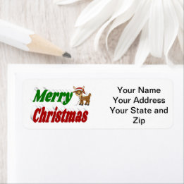 Merry Christmas Rens typografi Returadress Etikett