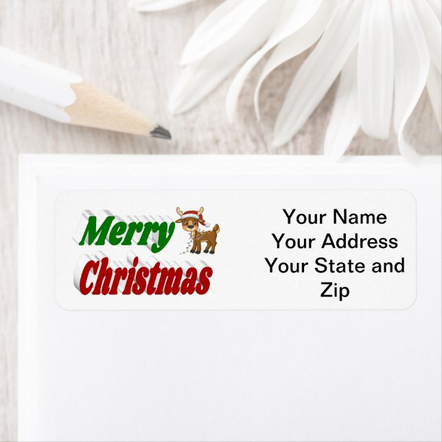 Merry Christmas Rens typografi  Returadress Etikett (Insitu)