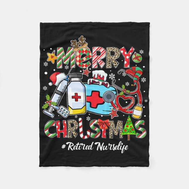 Merry Christmas Retired Nurse Life Men Women Xmas  Fleecefilt (Framsidan)