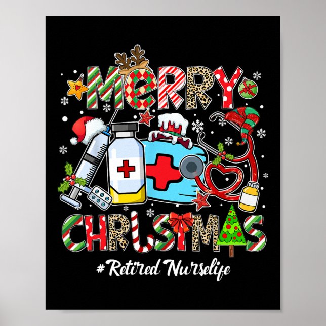 Merry Christmas Retired Nurse Life Men Women Xmas  Poster (Framsidan)