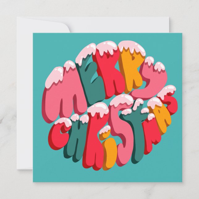 Merry Christmas Retro Bubble Letters Snow Cute  (Framsida)