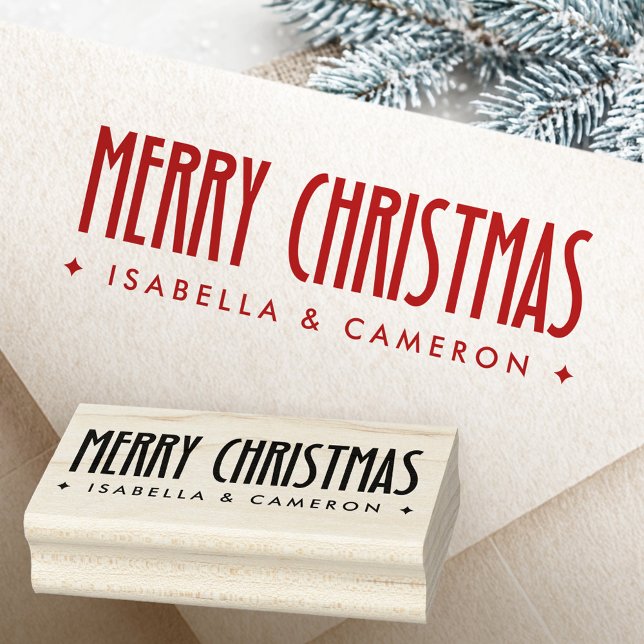 Merry Christmas retro font custom name Stämpel (Merry Christmas retro font custom name Rubber Stamp)