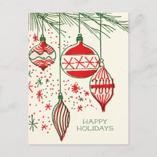 Merry Christmas | Retro Hand Drawn Ornaments Holi Helg Vykort