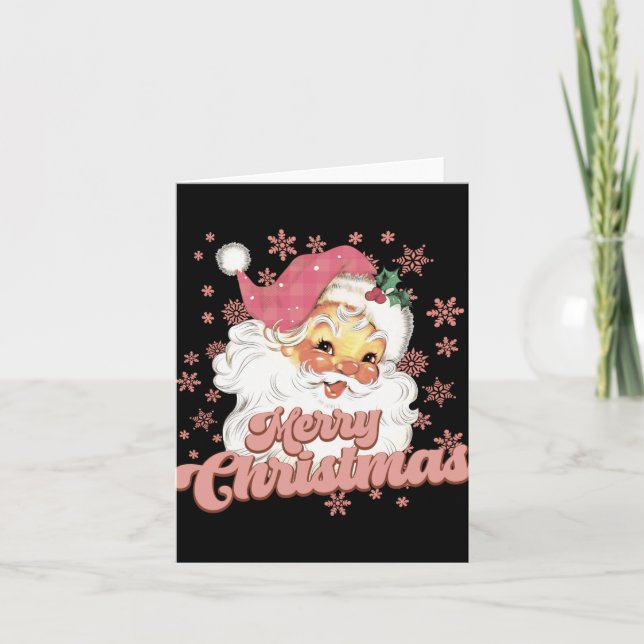 Merry Christmas Retro Tygraphy Santa Nk Hat T Shir Kort (Framsida)