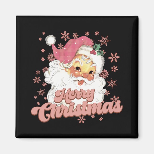 Merry Christmas Retro Tygraphy Santa Nk Hat T Shir Magnet (Framsidan)