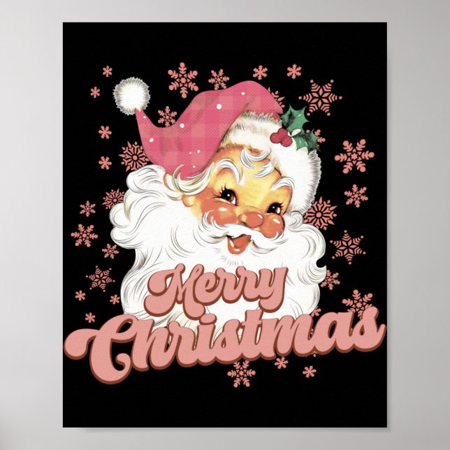 Merry Christmas Retro Tygraphy Santa Nk Hat T Shir Poster (Framsidan)