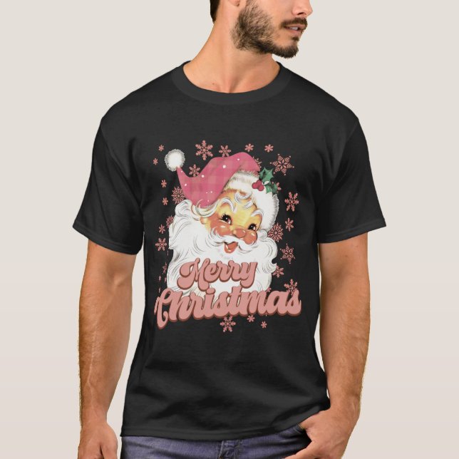 Merry Christmas Retro Tygraphy Santa Nk Hat T Shir T Shirt (Framsida)