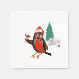 Merry Christmas Robin design paper napkins Pappersservett