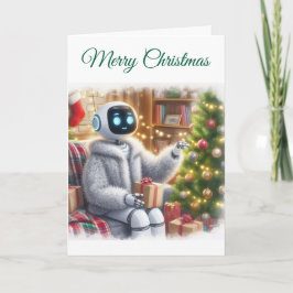 Merry Christmas Robot Tech Girls STEM Greeting Helgkort