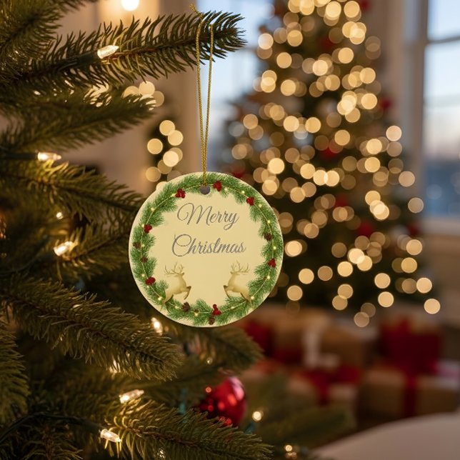 Merry Christmas Round Ornament with Holiday Design (Skapare uppladdad)