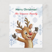 Merry Christmas Rudolph with Blue Snowflakes