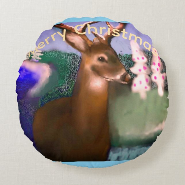 Merry Christmas Rund Kudde (Framsidan)