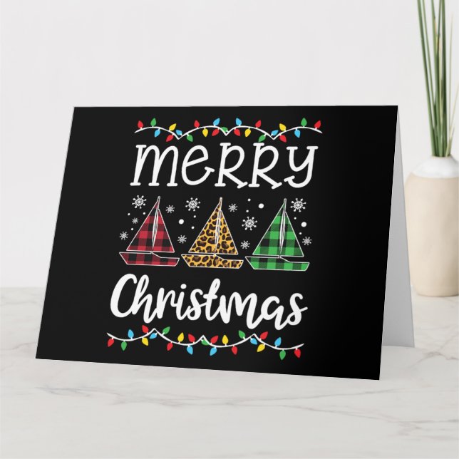Merry Christmas Sailboat Sailing Lover Xmas Gift Kort (Framsida)