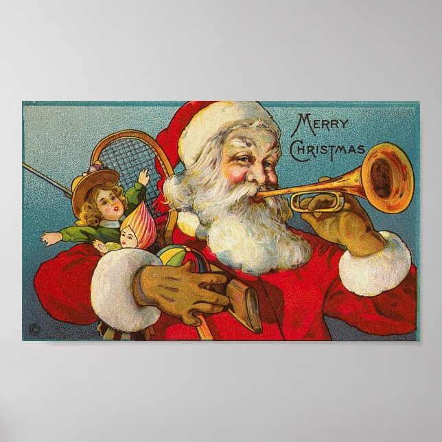 Merry Christmas Santa and Toys Poster (Framsidan)