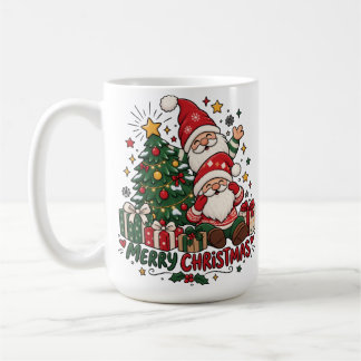 Merry Christmas Santa & Christmas Tree Holiday Des Kaffemugg