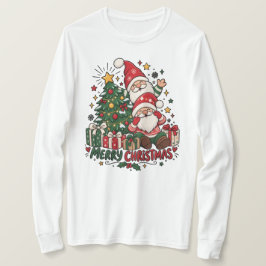 Merry Christmas Santa & Christmas Tree Holiday Des T Shirt