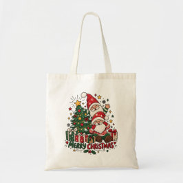 Merry Christmas Santa & Christmas Tree Holiday Des Tygkasse