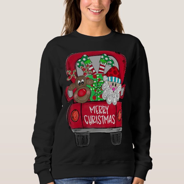 Merry Christmas  Santa Claus And Reindeer With Tru T Shirt (Framsida)