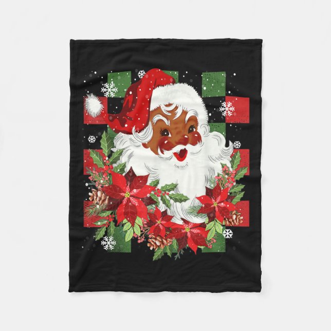 Merry Christmas Santa Claus Black Afro African Ame Fleecefilt (Framsidan)