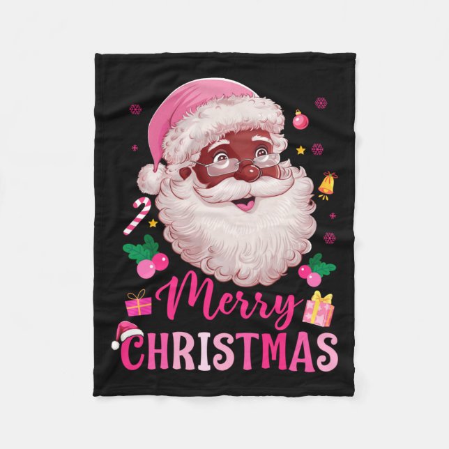 Merry Christmas Santa Claus Black Afro African Ame Fleecefilt (Framsidan)