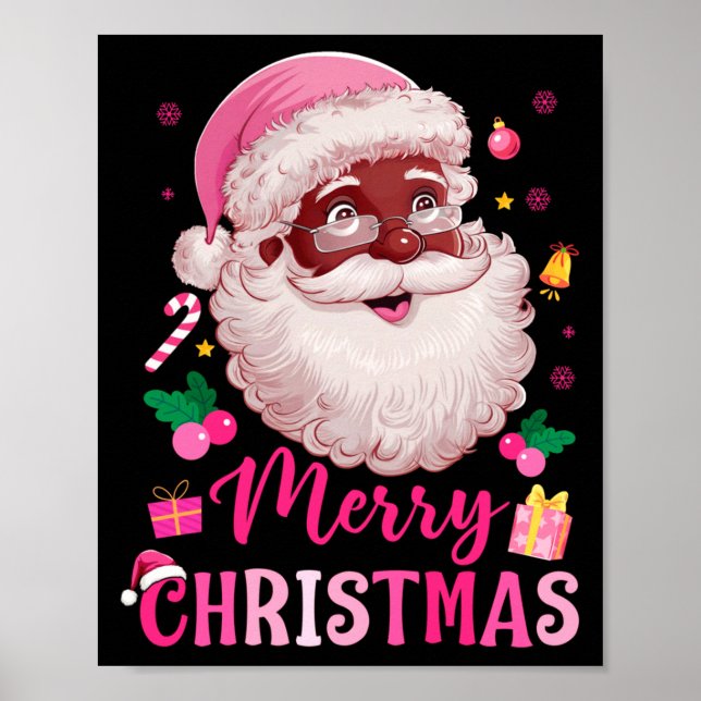 Merry Christmas Santa Claus Black Afro African Ame Poster (Framsidan)