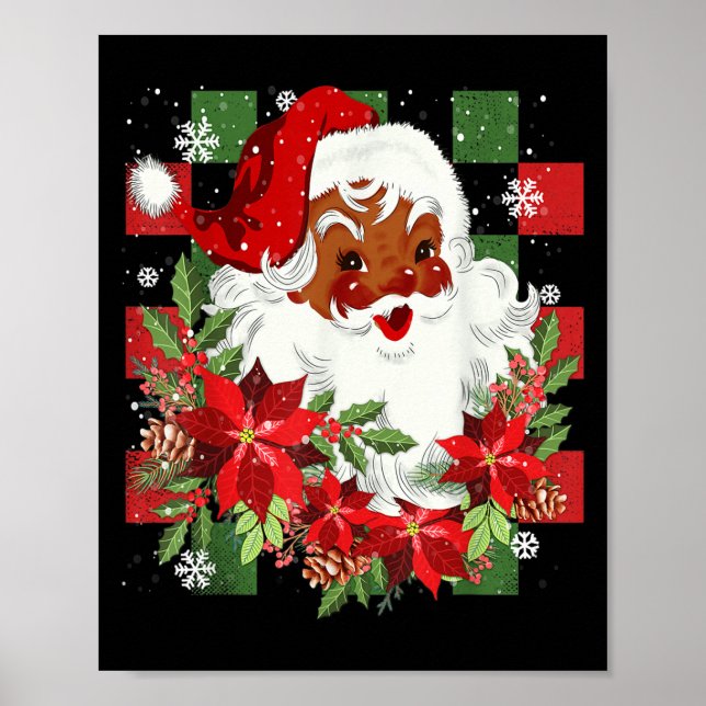 Merry Christmas Santa Claus Black Afro African Ame Poster (Framsidan)