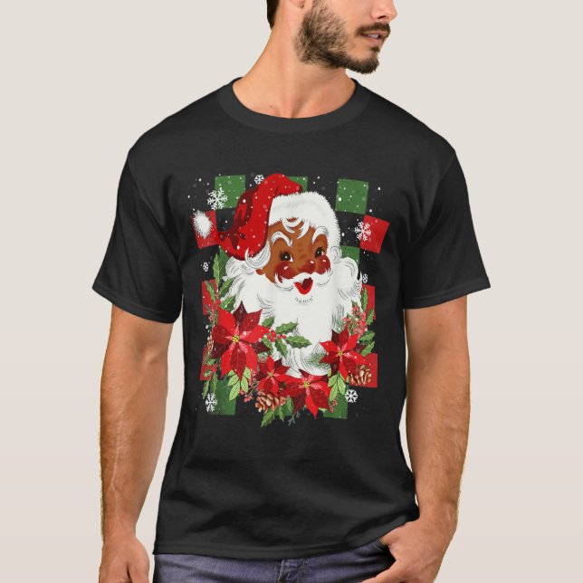 Merry Christmas Santa Claus Black Afro African Ame T Shirt (Framsida)