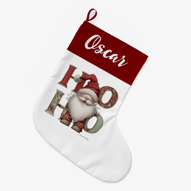 Merry Christmas Santa Claus Holiday Stocking Stor Julstrumpa (Framsidan (Hängande))