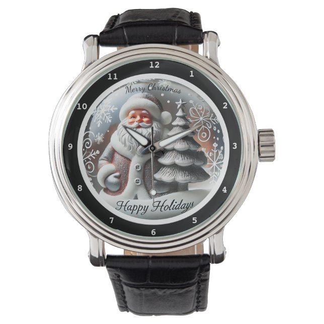 Merry Christmas Santa Claus with Christmas Tree Armbandsur (Framsida)