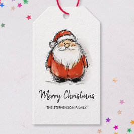 Merry Christmas Santa Cute Sketch Illustration Presentetikett