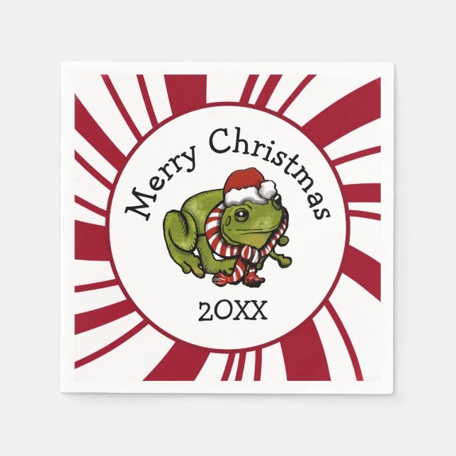 Merry Christmas Santa Frog Pappersservett (Framsidan)