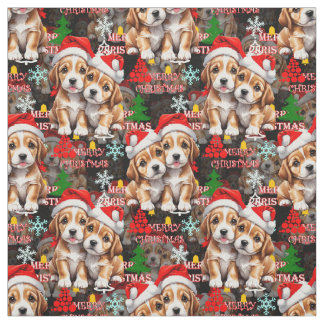 Merry Christmas Santa Hat Dog Puppy Design - Black Tyg