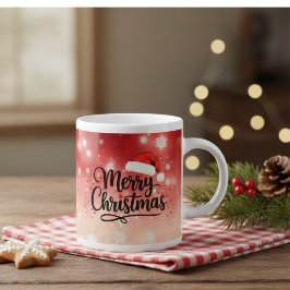 Merry Christmas Santa Hat Mug Jumbo Mugg