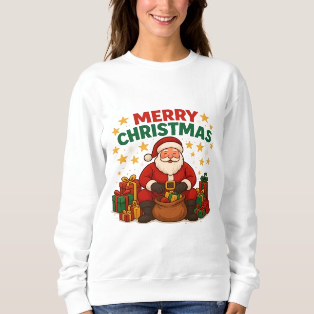 Merry Christmas Santa Holiday Sweatshirt Women T Shirt (Framsida)