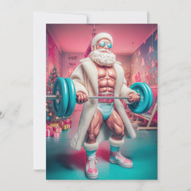 Merry Christmas | Santa Lifts More Than Gifts Holi Julkort (Framsida)