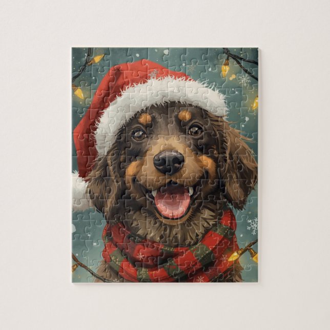 Merry Christmas Santa Paws Dog Puzzle Pussel (Vertikal)