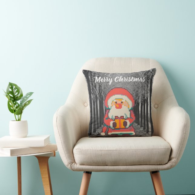 Merry Christmas Santa, Pixel Art, pixelart Kudde (Stol)