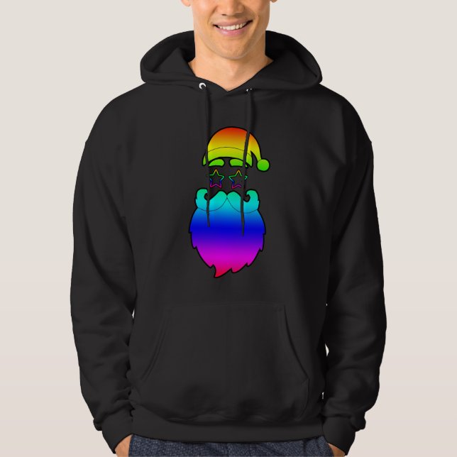 Merry Christmas Santa Rainbow Hoodie (Framsida)