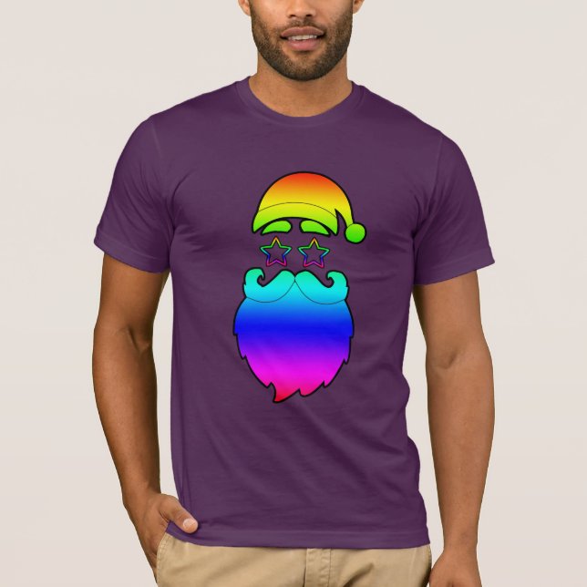 Merry Christmas Santa Rainbow T Shirt (Framsida)
