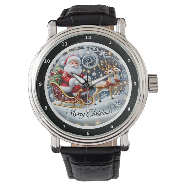 Merry Christmas Santa Reindeer Sleigh Armbandsur (Framsida)