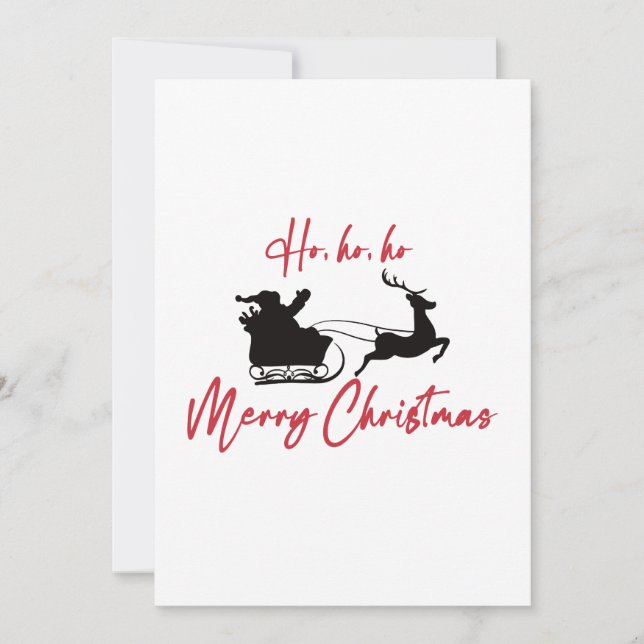 Merry Christmas Santa Sleigh And Reindeer Julkort (Framsida)