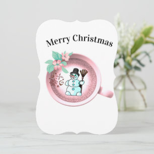 Merry Christmas Santa Snowman Flat Greeting Card Kort