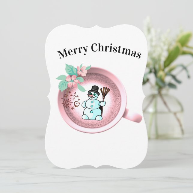 Merry Christmas Santa Snowman Flat Greeting Card Kort (Stående Fram)