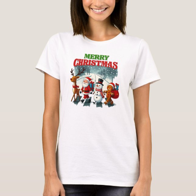 Merry Christmas Santa, Snowman, Gingers Xmas T Shirt (Framsida)
